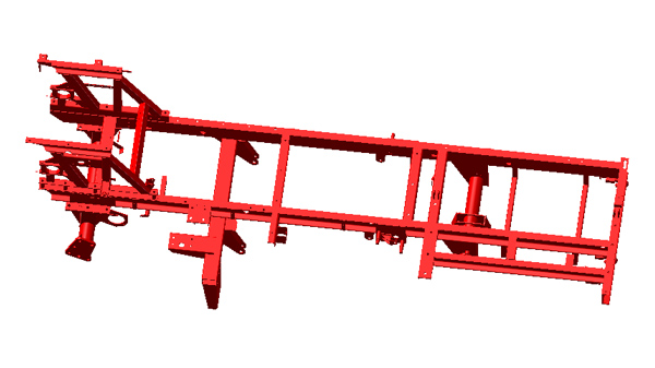 Welded structural parts of corn harvester chassis
