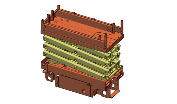 Welded structural parts of lifting machine chassis