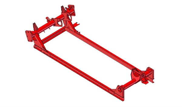 Welded structural parts of wheat harvester chassis